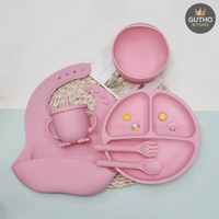 Platos de Silicona Antideslizantes para Alimentación Bebés - ROSADO - Herramientas